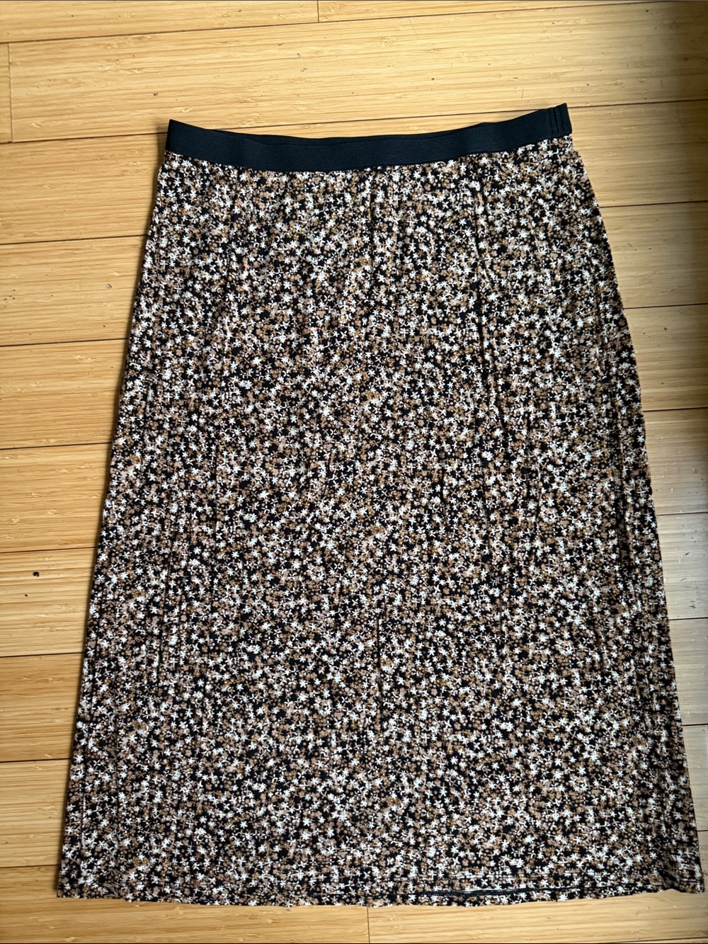 J.Jill- Women's Floral Print Midi Skirt - Brown/Black